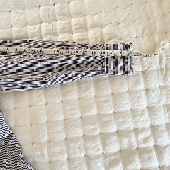 Ann Taylor Pinstripe Polka Dot Shirt Women's 10P | Navy & White Button-up | EUC - Picture 7 of 9